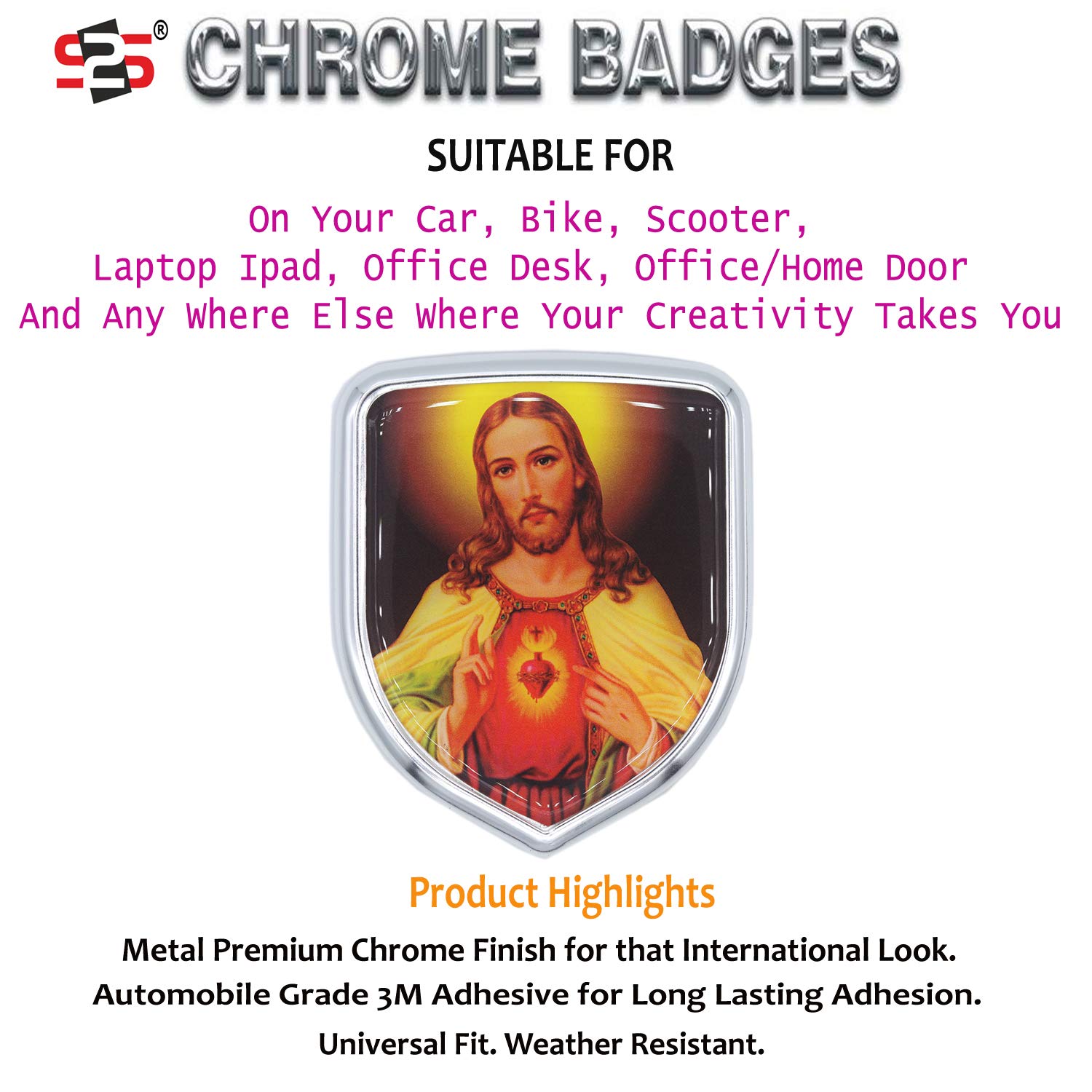 S2S Jesus Christ Stylish 3D Jesus Christ Chrome Sticker Emblem Badge Logo For Cars & Bikes-Stumbit Bikes and Cars